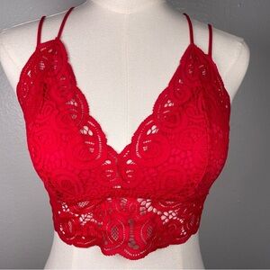 Victoria’s Secret PINK Crochet Red Bralette SIZE L